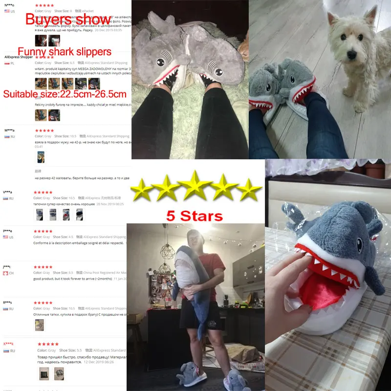 

Top Quality Animal Shoes for Teens Girls Winter Shark Slippers Fluffy Woman Shoe Gray Fish Indoor Home Warm Casual Slippers