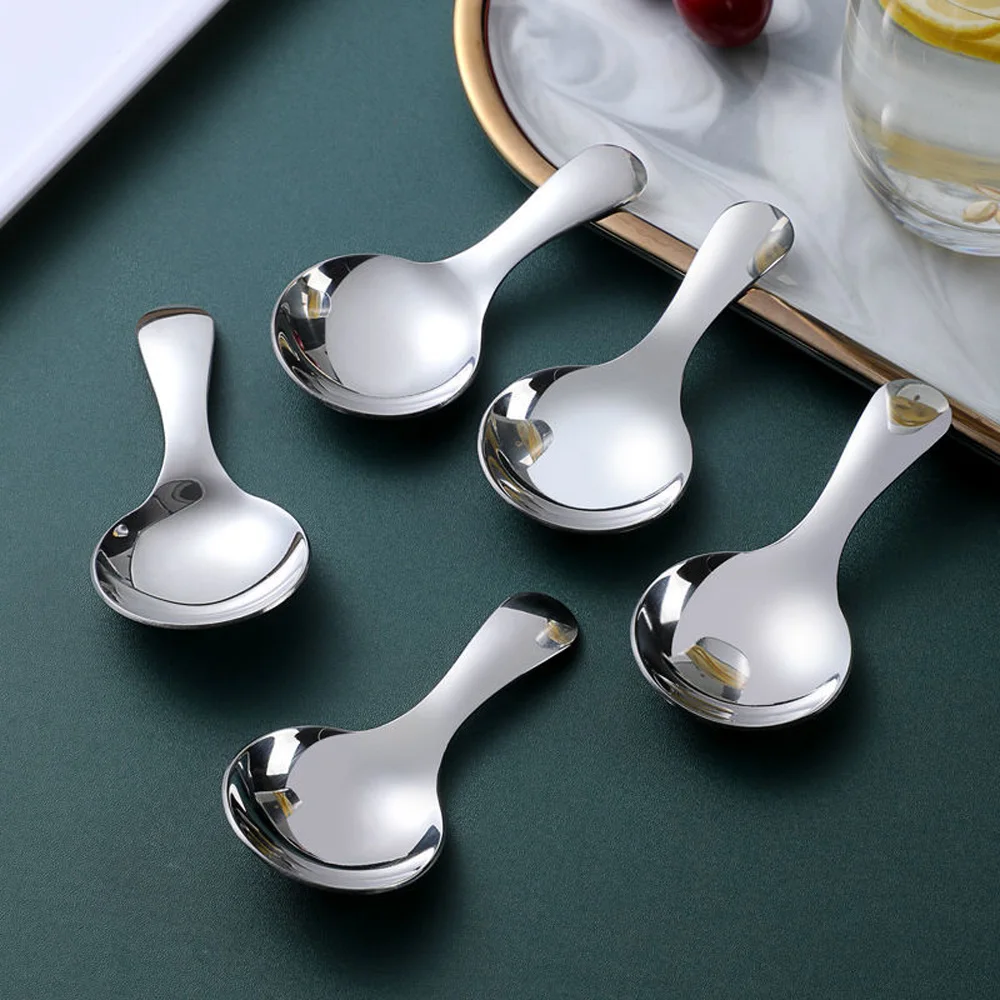 

1/3Pc Stainless Steel Spoon Short Handle Sugar Salt Spice Spoon Condiment Tea Coffee Scoop Small Kids Spoon Kitchen Tools