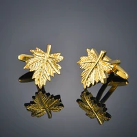 high quality gold color maple leaf cufflinks for man button wedding cuff link fashion mens jewelry gift