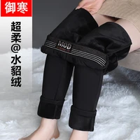 real shot leggings womens outer wear autumn and winter fleece lined eight or nine points small trousers black ankle tight high