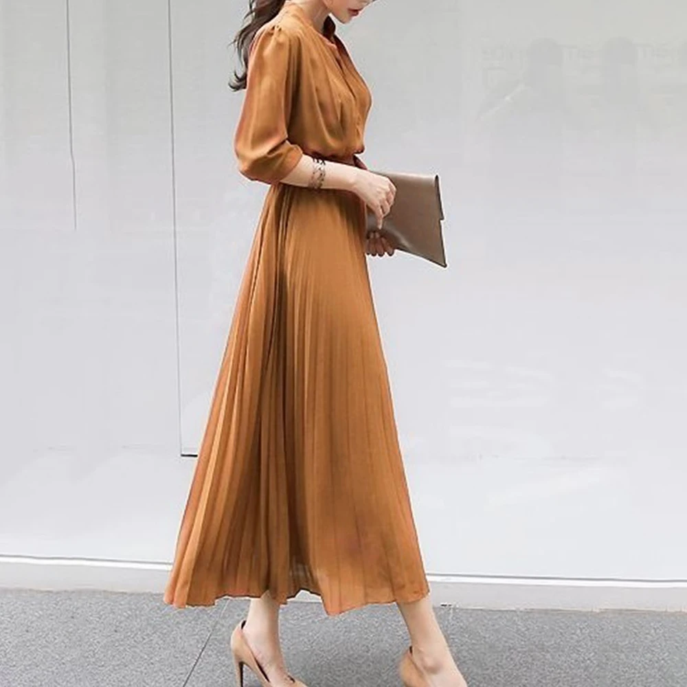 Летнее повседневное элегантное офисное женское корейское синее винтажное