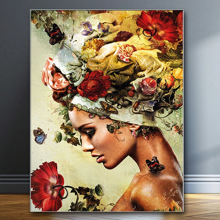 

Новая Алмазная вышивка женщина бабочка цветок мозаика Стразы алмазная живопись портрет вышивка крестиком Стразы домашний декор