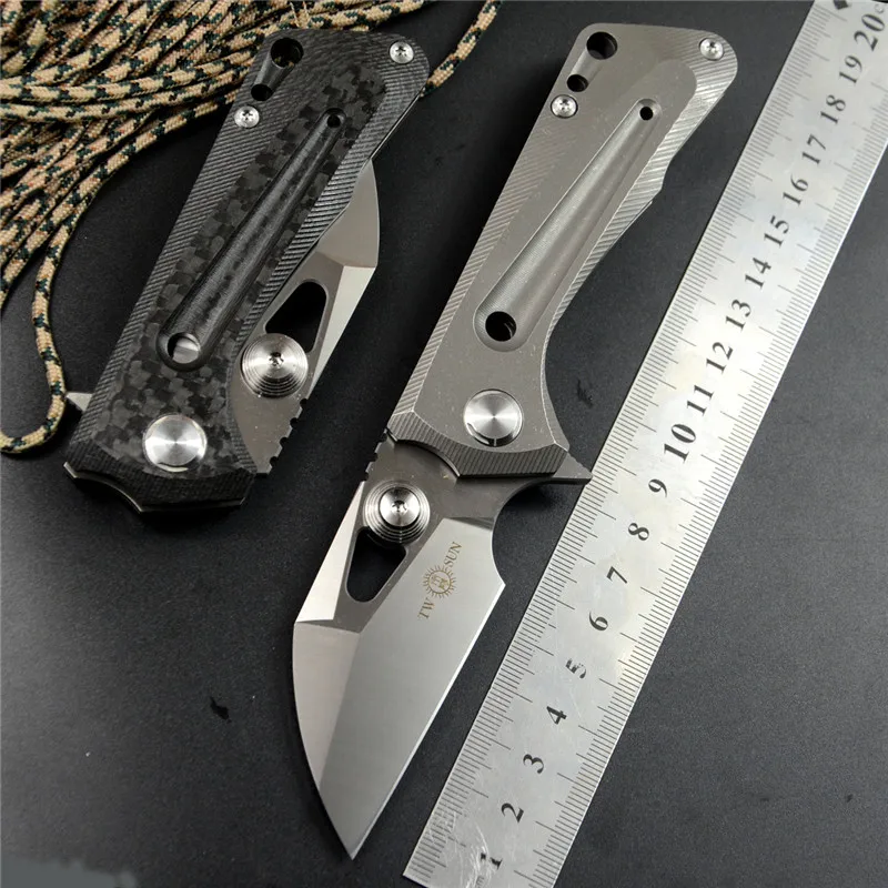 TWOSUN TS138 Flipper Folding Pocket Knife Hunting Outdoor Camping knife D2 blade TC4 Titanium/Carbon fiber Handle Fast Open