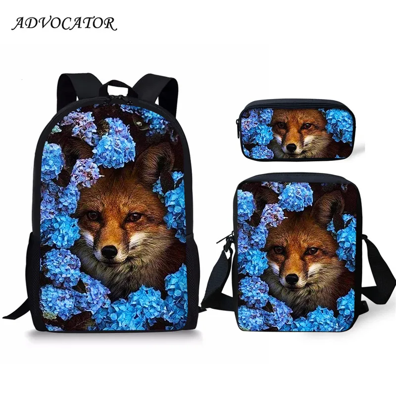 New Children School Bags for Teenagers Boys Girls Floral Fox Big Capacity School Backpack Waterproof Satchel Kids Book Bag