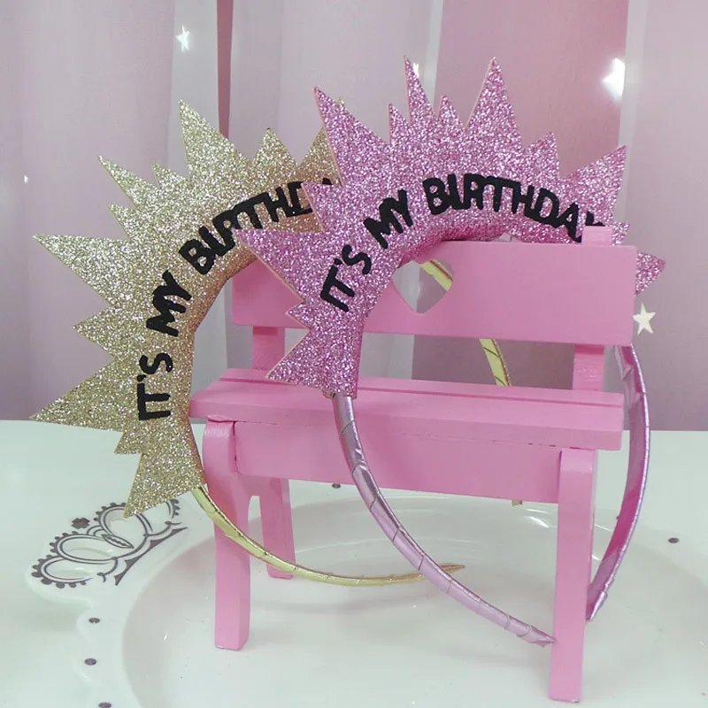 

Kids Women Girls Fashion Gold Pink Birthday Headband Head Accessories Creative Party Decoration Supplies