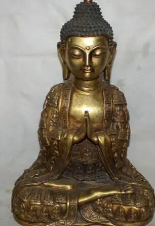 18 &quotТибетский буддизм бронзовый позолота сиденье Шакьямуни Амитабха Будда