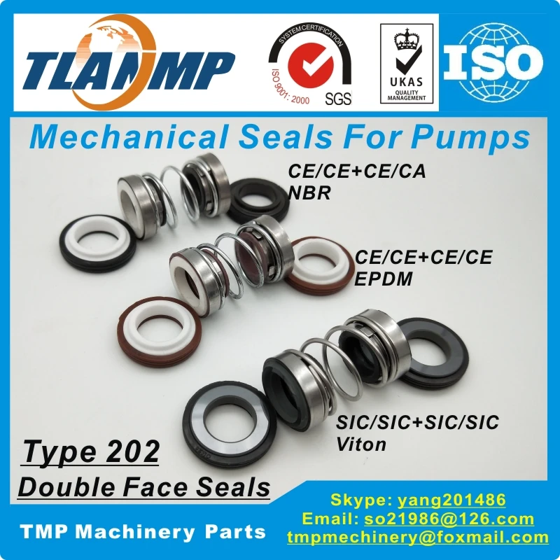 

202-30 Double Face TLANMP Mechanical Seals - Shaft Size 30mm, Outersize of Seat 46mm (Material:CA-CE-NBR , SIC-SIC-VIT)