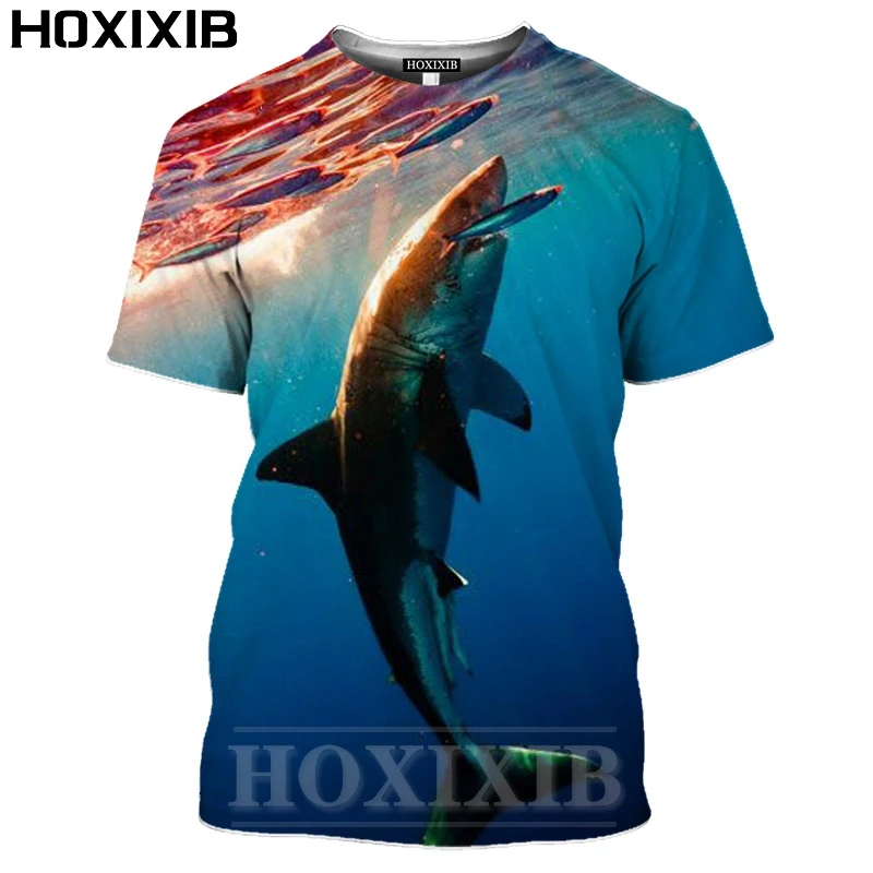 Футболка HOXIXIB мужская с 3D-принтом морской жизни тигра акулы футболка для косплея