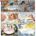 5D алмазная живопись сделай сам, мультяшная Милая женская купающая одежда, домашний декор, полноразмерная Алмазная Вышивка крестиком, Алмазная мозаика