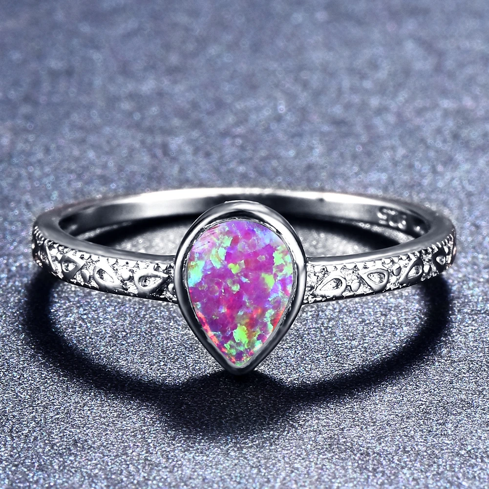 

Temperament Simple Water Drop Design Women Ring Micro Paved Opal Stone Elegant Bridal For Women Wedding Engagement Jewelry Ring