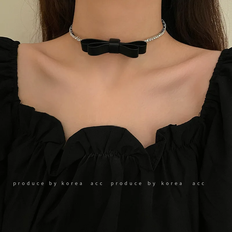 

Модное корейское женское черное ожерелье с бантом, трендовые Креативные аксессуары для красивой девушки для вечевечерние НКИ и свидания, ч...