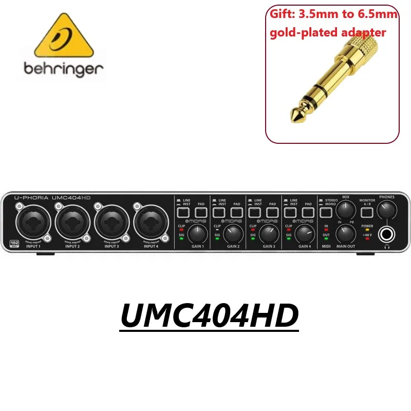 Внешняя звуковая карта BEHRINGER UMC202HD/UMC204HD/UMC404HD усилитель микрофона запись в