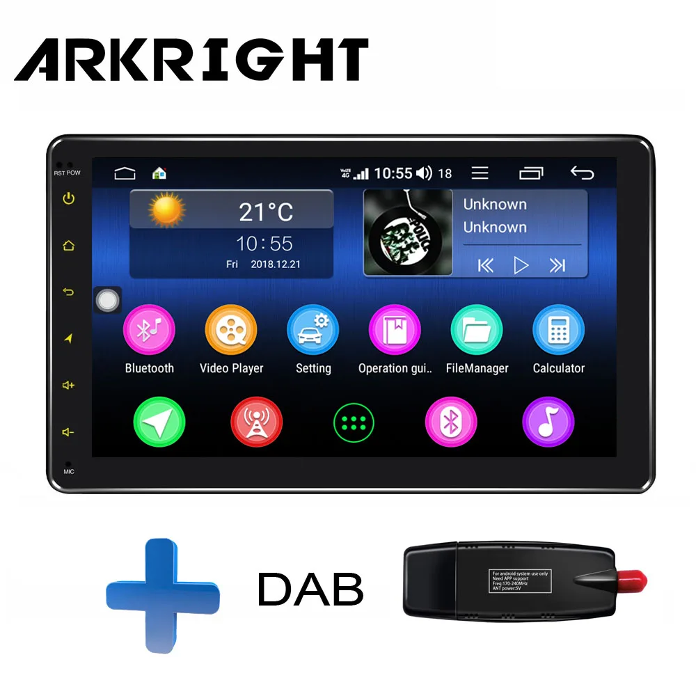 HU-DAB ARKRIGHT " 2 din ips Android 8,1 автомобильный dvd-плеер Android Автомагнитола 4+ 64 Гб DSP поддержка 4G sim-карта Восьмиядерный Carplay gps - Цвет: HU-DAB