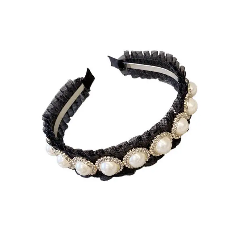 

Fashion lace pearl hair sticks Boutique headband girls designer headband hair accessories for designer head bands