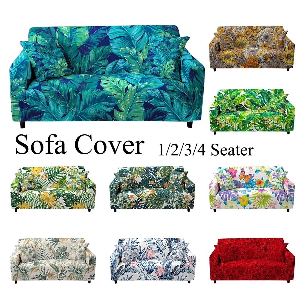 

Tropical Elastic Sofa Cover For Living Room Sofa Covers Chaise Lounge Sectional Couch Cover Corner Sofa Slipcover 1/2/3/4 Seater