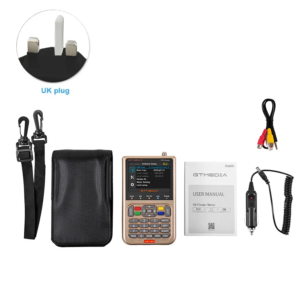 

V8 Receiver 3.5inch Screen Digital Portable Signal Meter TV LCD Display H.265 1080P HD DVB S2 Home Satellite Finder 1G DDR3