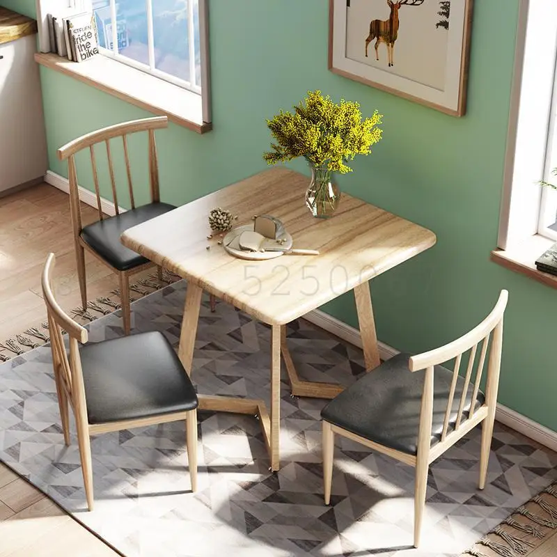 Обеденный стол и стулья в скандинавском стиле простой квадратный на 2 персоны 4