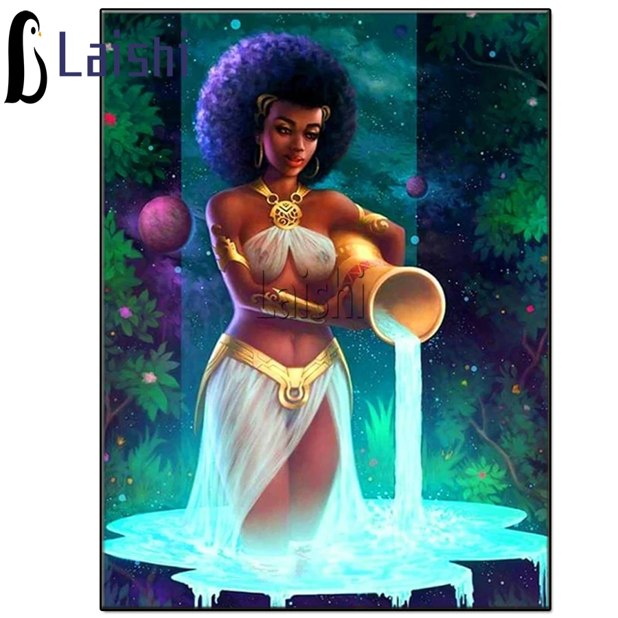 

Алмазная живопись «сделай сам», Африканская женщина, Водолей, квадратная вышивка, вышивка крестиком, мозаика, Набор для творчества, домашни...