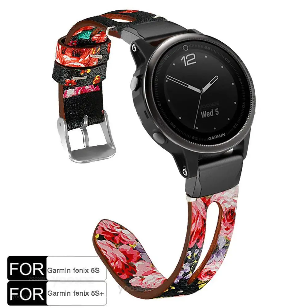 YOOSIDE для Garmin Fenix 6S женский браслет 20 мм кожаный ремешок часов с цветочным принтом