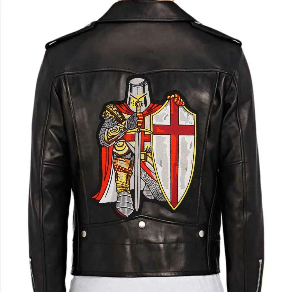 Большой Байкерский значок Crusader Knight Templar с вышивкой тканевый кожаный пиджак