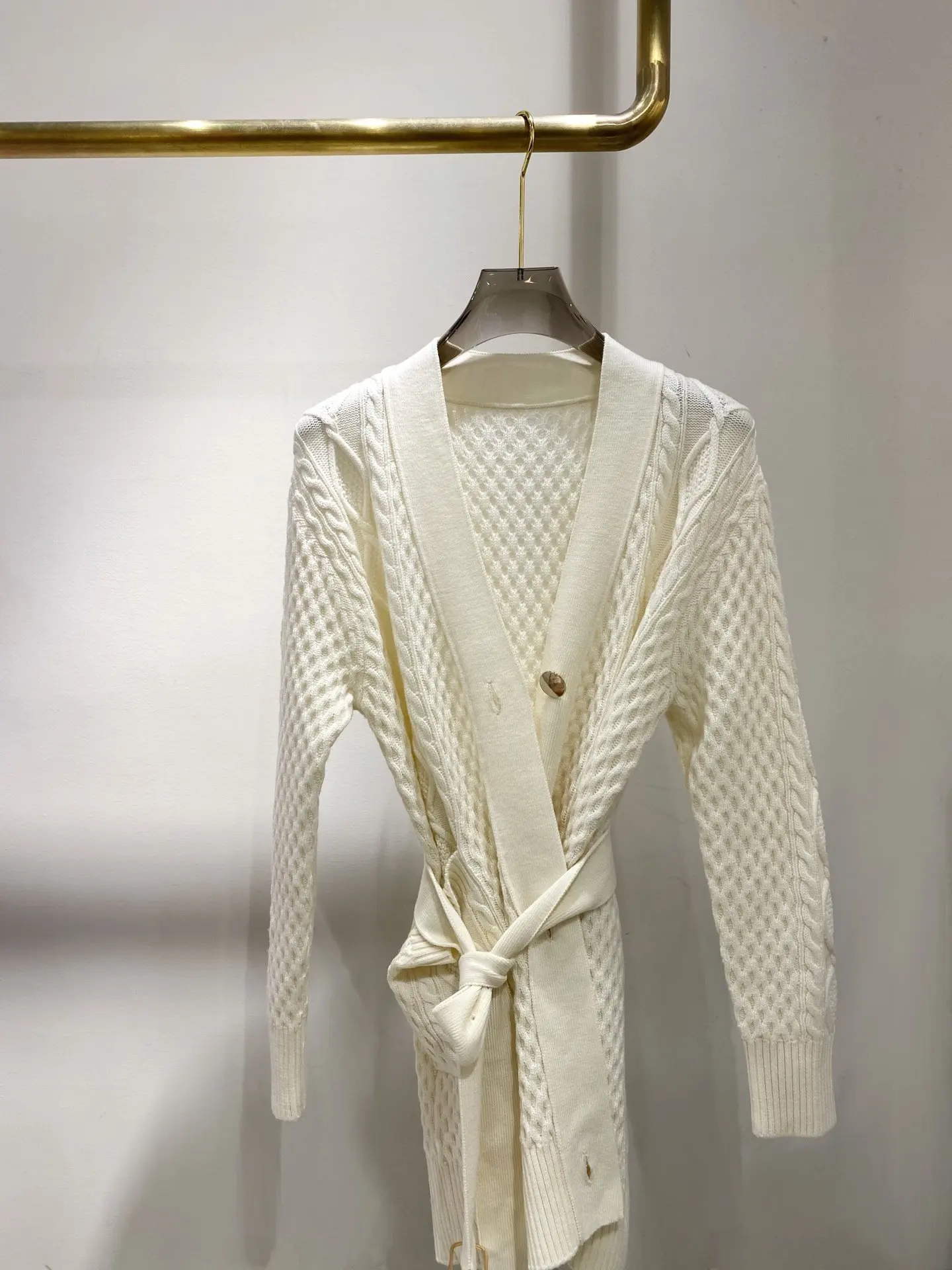 

New Ladies 2021 Fashion Long Sleeve Sexy Casual Solid Color Lace Wool Cardigan 1026