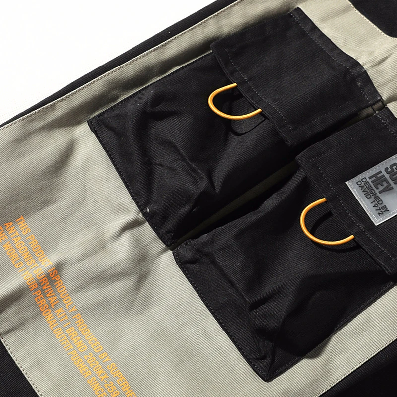 

Men Teens Side Pockets Hip Hop Harem Pants Mens Patchwork Cargo Ripped Sweatpants Joggers Trousers Fashion Full Length Pants Men