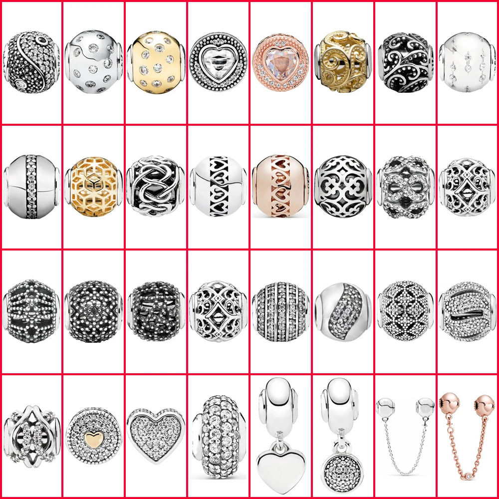 Очаровательные женские браслеты из 100% стерлингового серебра 925 пробы Серия E