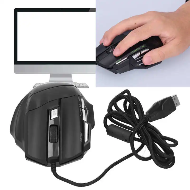 Проводной Мышь 3 шестерни 7 ключей 4 разноцветными огоньками правая игровая