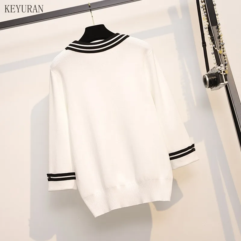

Plus Size Sweater Woman New Autumn Winter Causal Knitwear Pullovers Women Clothes Crop Top Jumper Patchwork Sweater For Woman