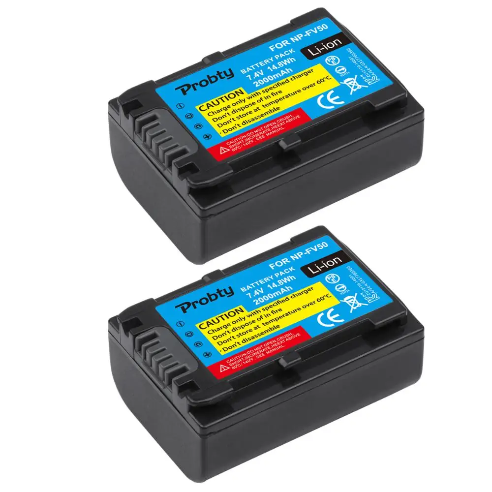 2 шт. Probty NP FV50 батарея для Sony HDR CX580E CX700E CX760E CX360E PJ10E PJ30E XR350E XR550E XR260E XR150E камера|battery for