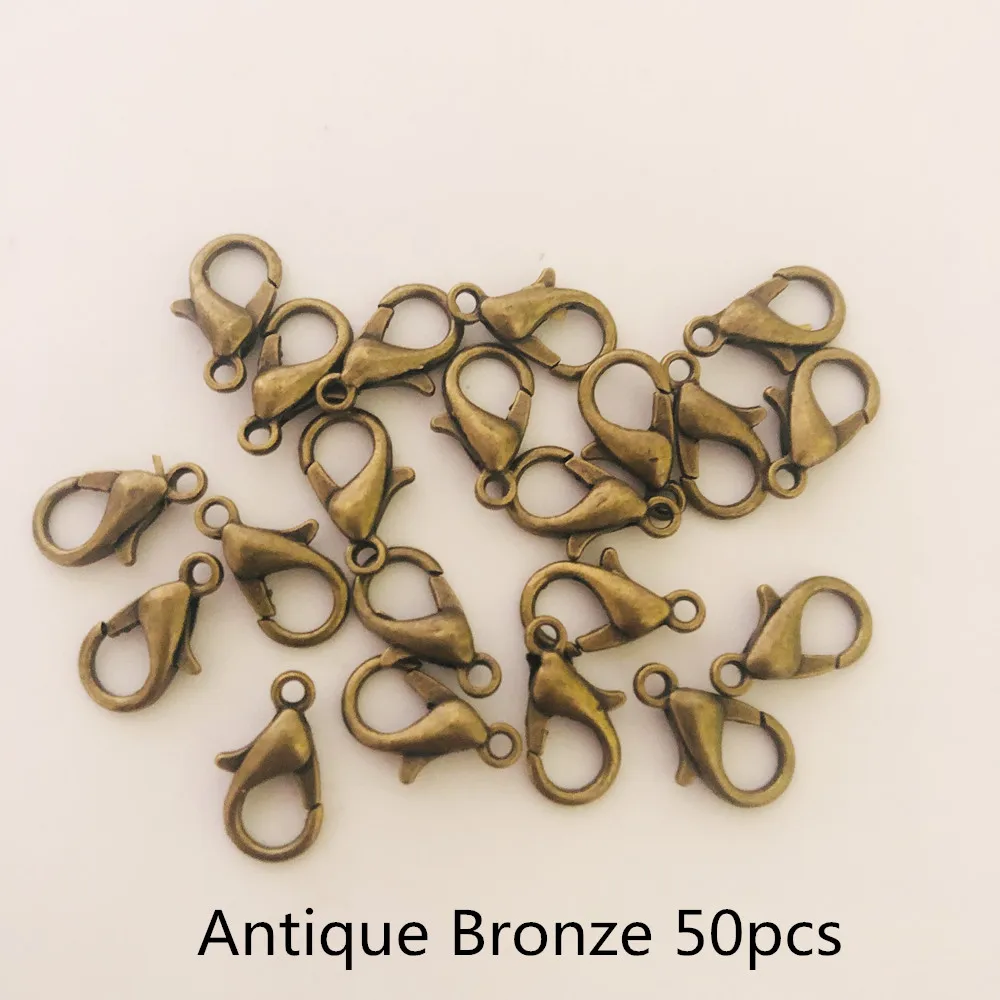 

50Pcs/lot Lobster Clasp Hooks DIY Keychain Necklace Bracelet Chains For Jewelry Making Findings 10x5mm/12x6mm/14x7mm/16x8mm