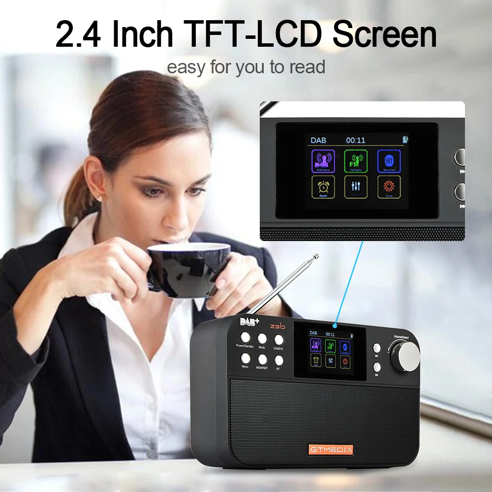 Портативное мини радио GTmedia Z3B FM Bluetooth цифровое USB перезаряжаемый mp3 плеер двойные