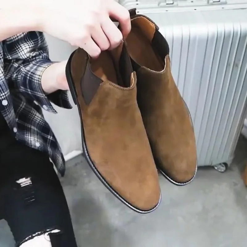 Прямая поставка мужские Роскошные замшевые ботильоны челси оригинальные