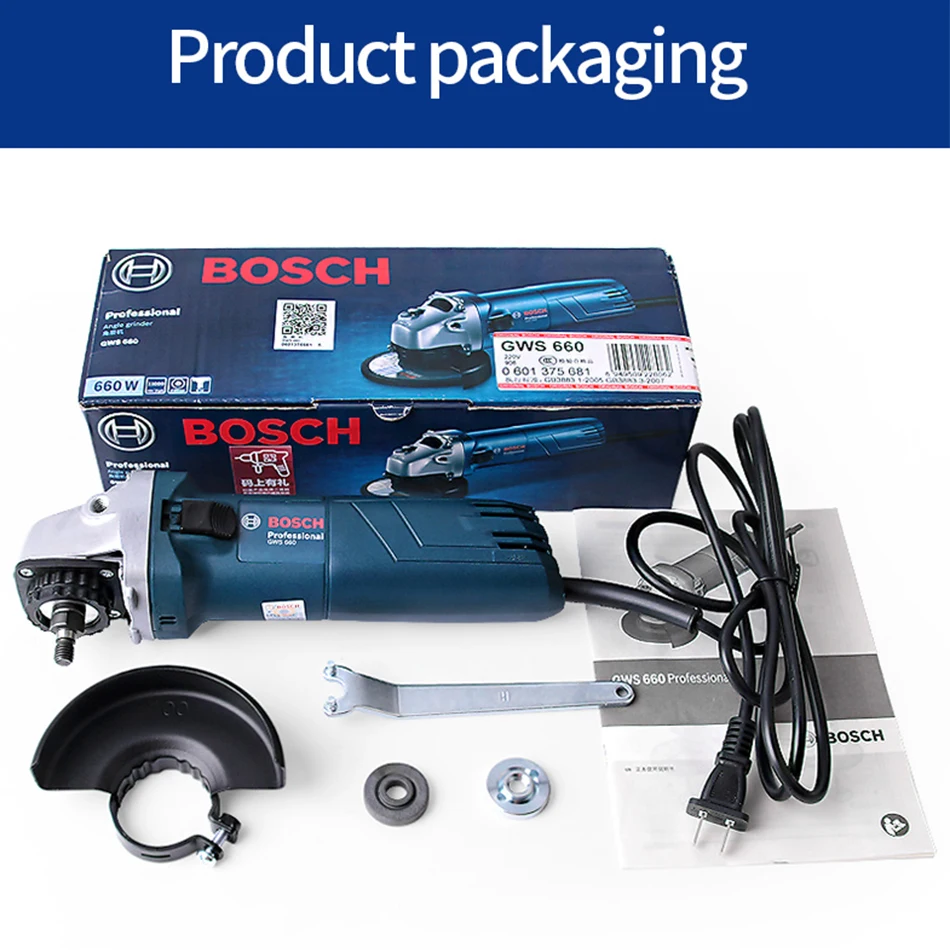 

BOSCH GWS6-100 Angle Grinder 220V Cutting Polishing Machine Hand Wheel Electric Concrete Metal Polisher 100mm grinding disc