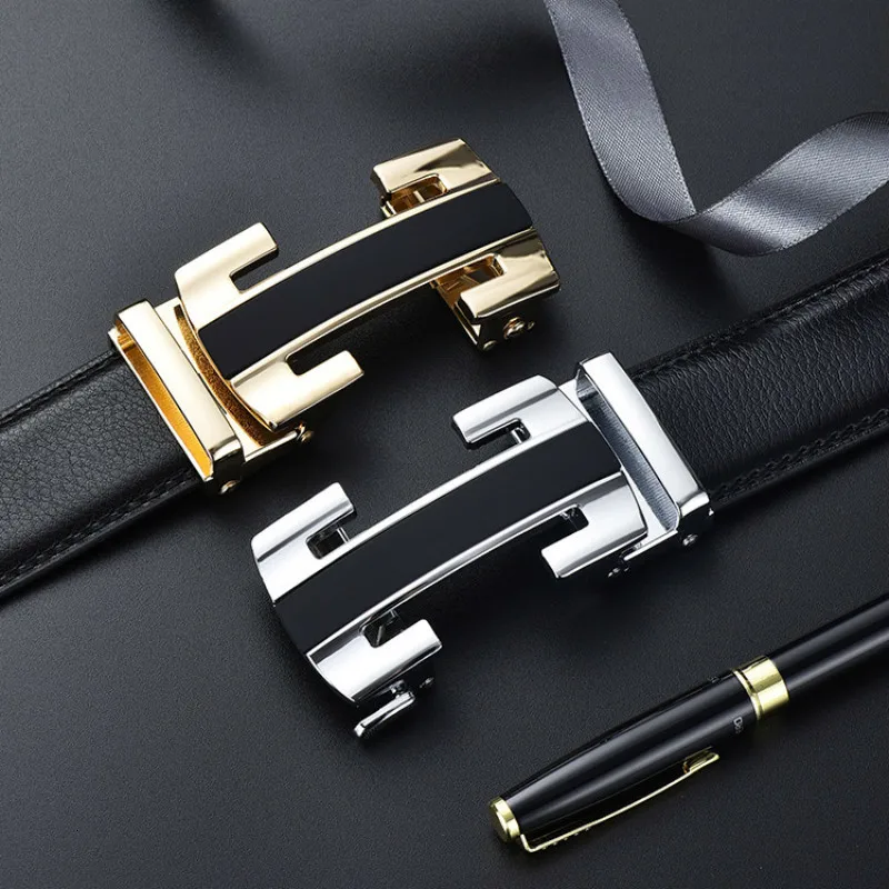 Peikong brand Automatic buckle genuine leather men's designer man belts for men high quality business fashion waist black h belt