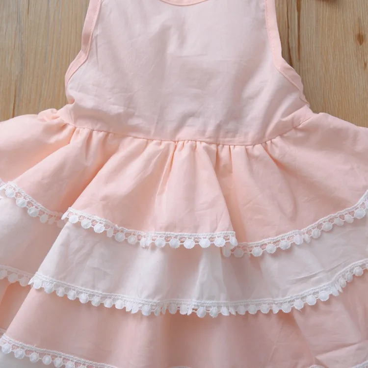 Кружевное асимметричное платье принцессы с лямкой на шее для маленьких девочек