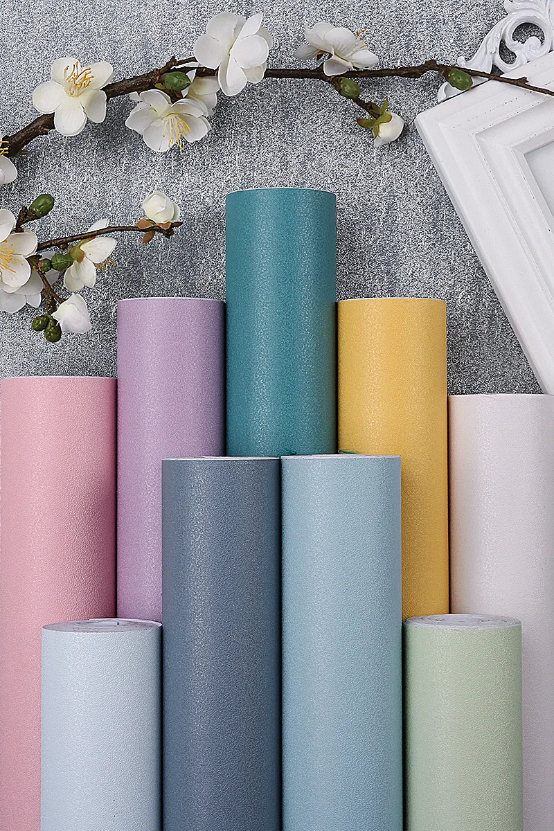 60 см широкая посылка ПВХ водонепроницаемые самоклеящиеся обои чистый цвет фон