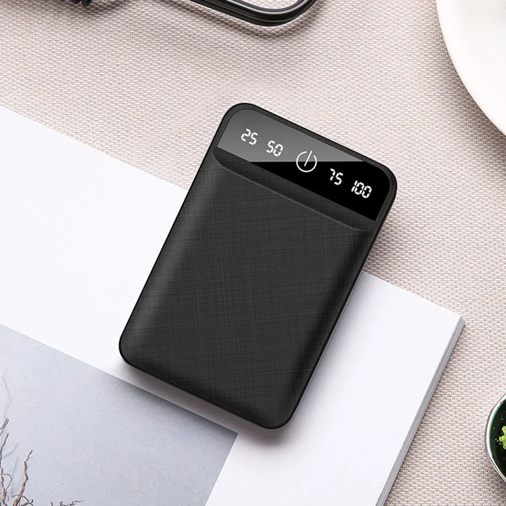 Black FLOVEME mi ni power Bank 4800 мАч светодиодный внешний аккумулятор с мультяшным рисунком для iPhone Xiaomi mi, портативное зарядное устройство - Цвет: Black
