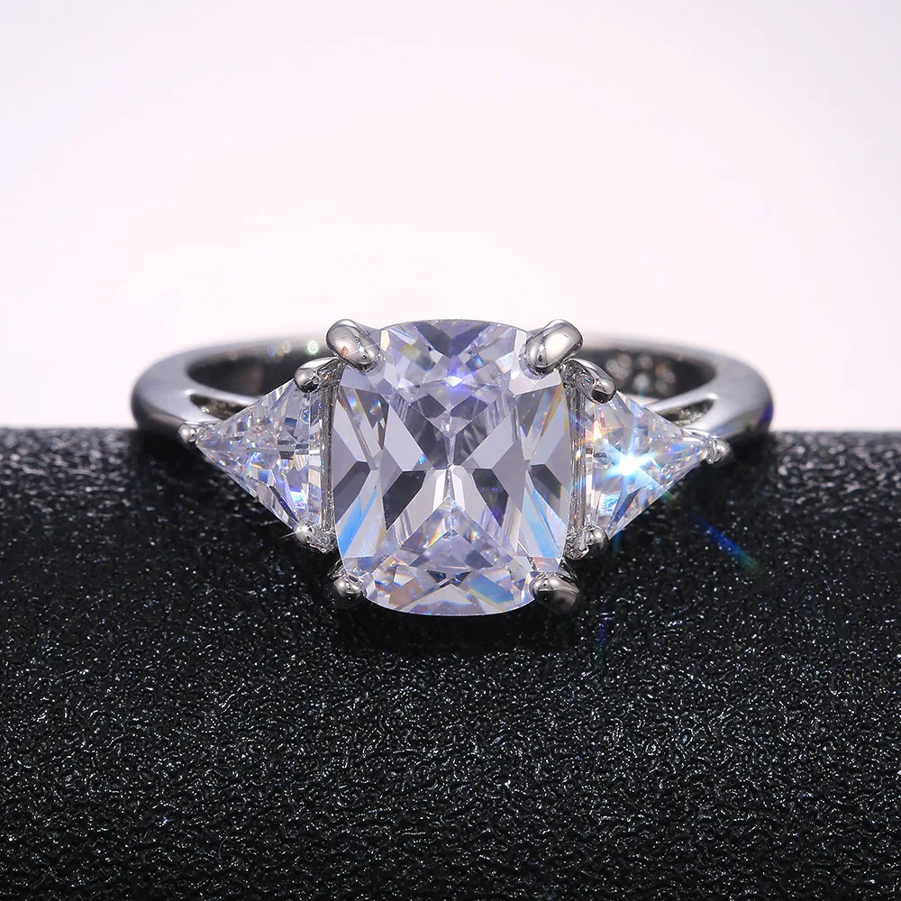 

New Big White Zircon Ring Fashion Jewelry Women Finger Rings Beauty Accessories Fine Ornament Drop Shipping