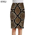 Женская юбка в стиле Харадзюку KYKU, летняя вечерние ка из змеиной кожи, с абстрактным принтом