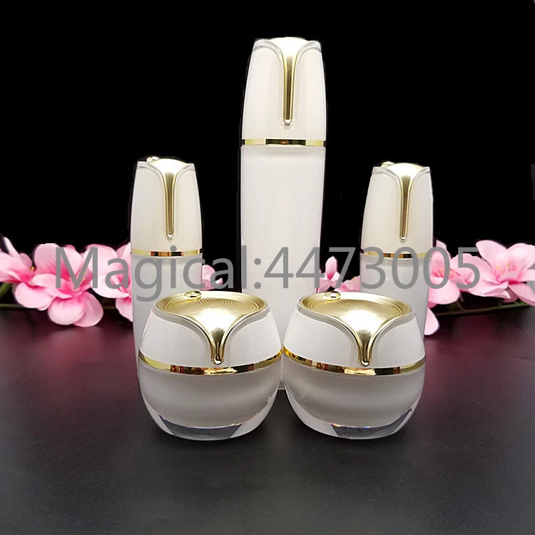 

10pcs/lot 10/30/50g white Acrylic eye/face cream jar 10/30/100ml DIY luxury empty cosmetic lotion packing container sub bottling