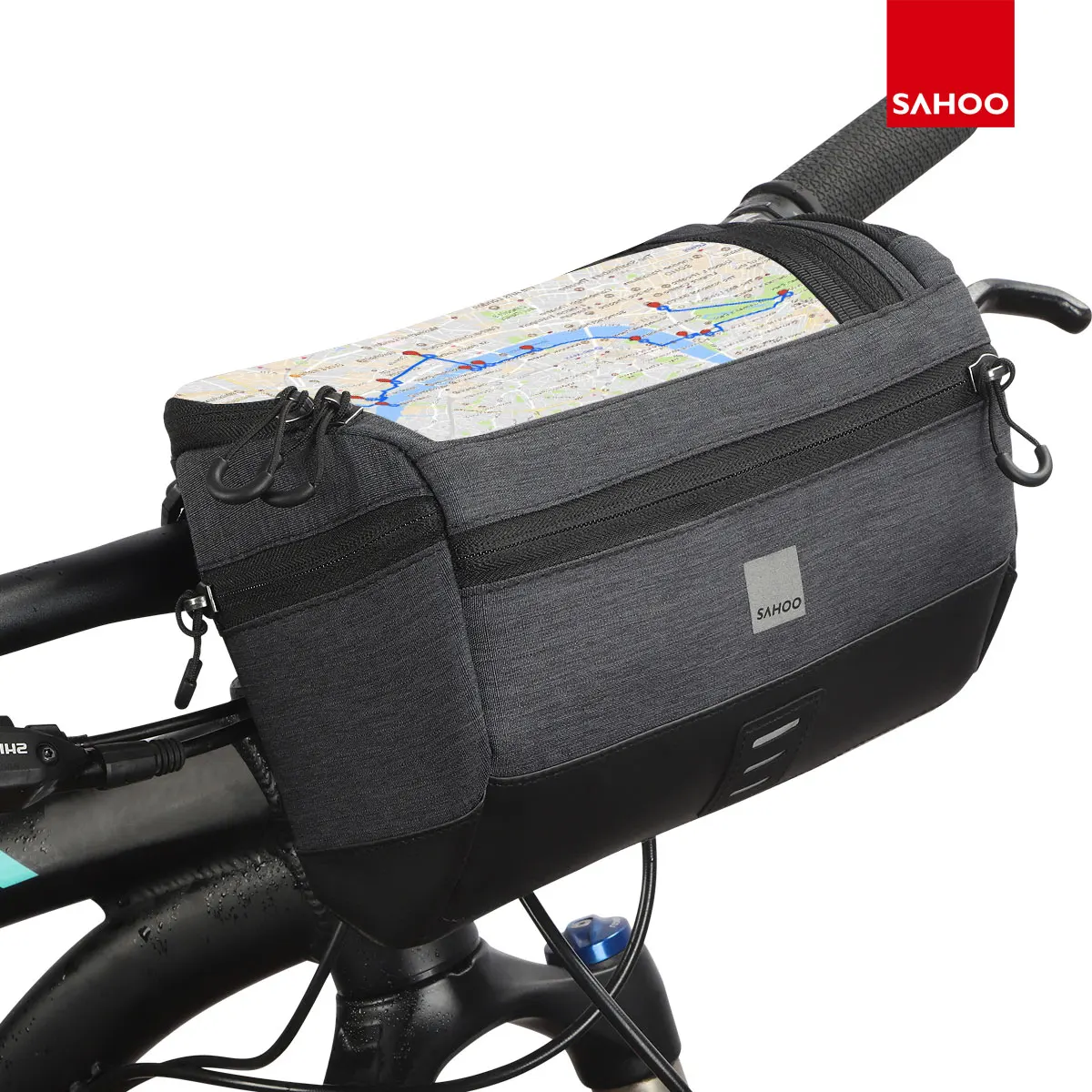 Sahoo велосипедный руль сумка с сенсорным экраном 2L головной убор Pannier 5 карманов на