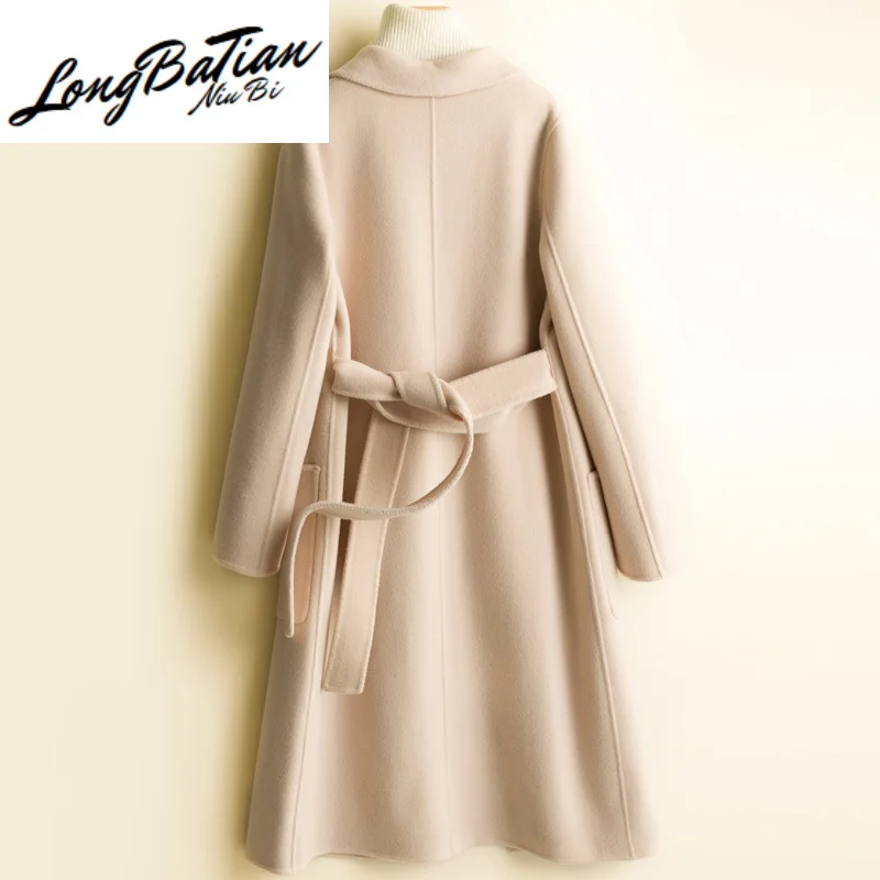Женская двусторонняя кашемировая куртка облегающий длинный кардиган большого