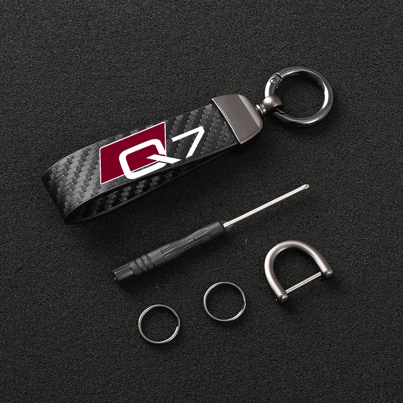 High-Grade Leather Car KeyChain 360 Degree Rotating Horseshoe Buckle Jewelry Key Rings for audi Q7 car Accessories | Автомобили и