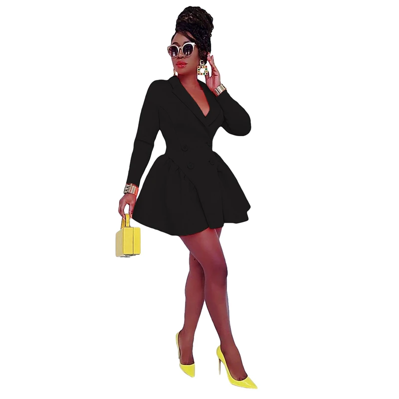 Женское однотонное осеннее платье-блейзер Adogirl элегантные двубортные офисные