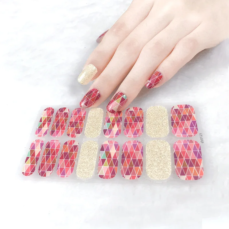 

2021 New Arrival Nail Sticker Decal Decorations Designed Full Wraps Marble Nail Art Multicolor Lattice Nail Stickers Manicuring
