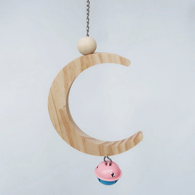 Подставка-качели для попугаев игрушка в форме Луны подвесной гамак колокольчик