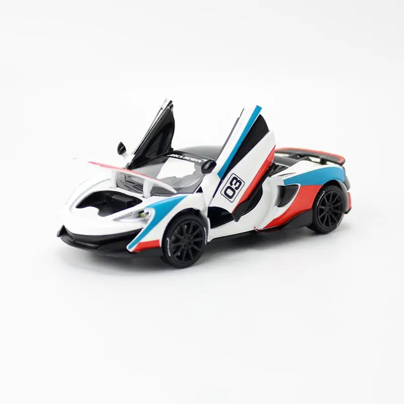 

1:32 Scale/Diecast Metal Toy Model/Mclaren 600LT Racing/Sound & Light Racing Car/Pull back/Doors Openable Educational Collection