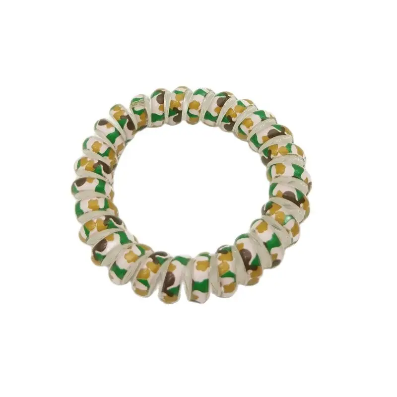 

100Pcs/Lot Leopard Print Elastic Telephone Wire Ties TPU Rope Hair Band Size 5.5CM Accessories Size 5.5CM