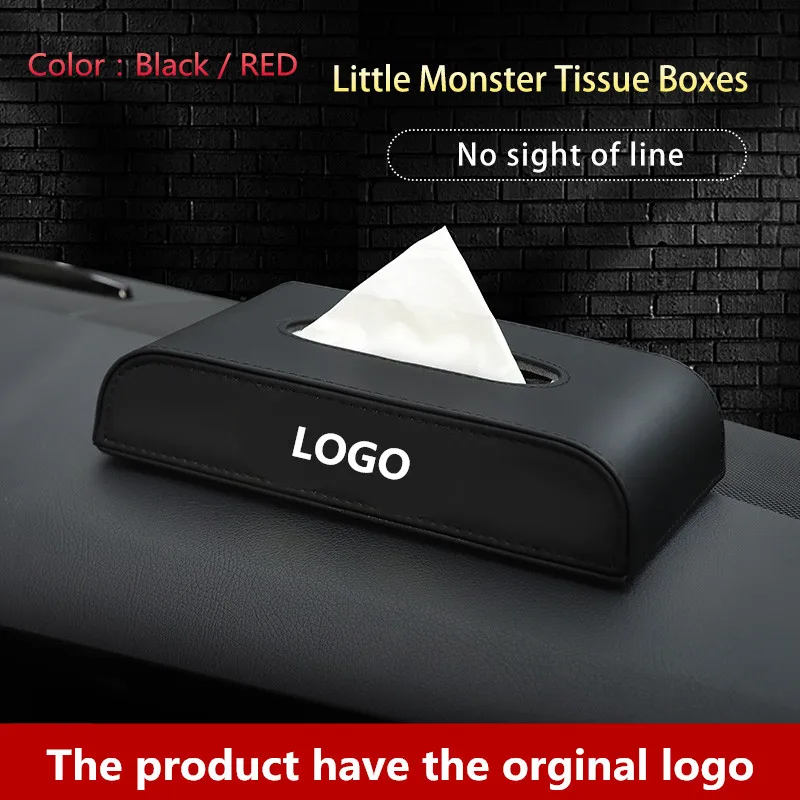 1pcs Car Tissue Box Interior Accessories Boxes Black PU leather Creative design paper boxes FOR Skoda LOGO | Автомобили и